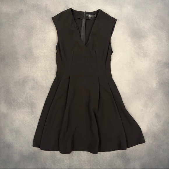 Theory Black Pleated Cap Sleeve Dress • size 4 - Picture 6 of 13